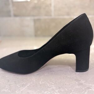 ANTONIO MELANI Black Suede Block Heel Pumps